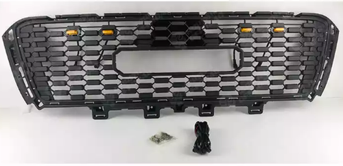 Car Accessories Black ABS Racing Grills Front Hood Bumper Grill With Amber Light For Tundra 2007
